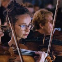 Gallery 3 - A close up of violinists playing