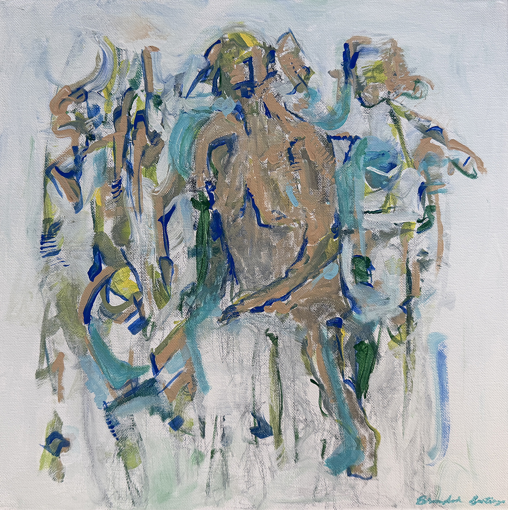 Gallery 2 - Abstract Expressionism painting of figures against a white background