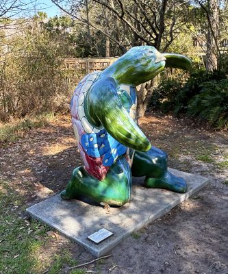 Sea turtle sculpture, hand painted by students.